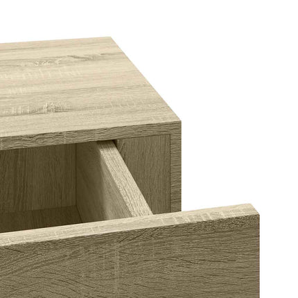 væghylder med skuffer 2 stk. 60x23,5x10 cm MDF egetræsfarvet