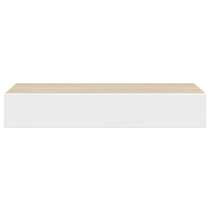 væghylder med skuffer 2 stk. eg og hvid 60x23,5x10 cm MDF