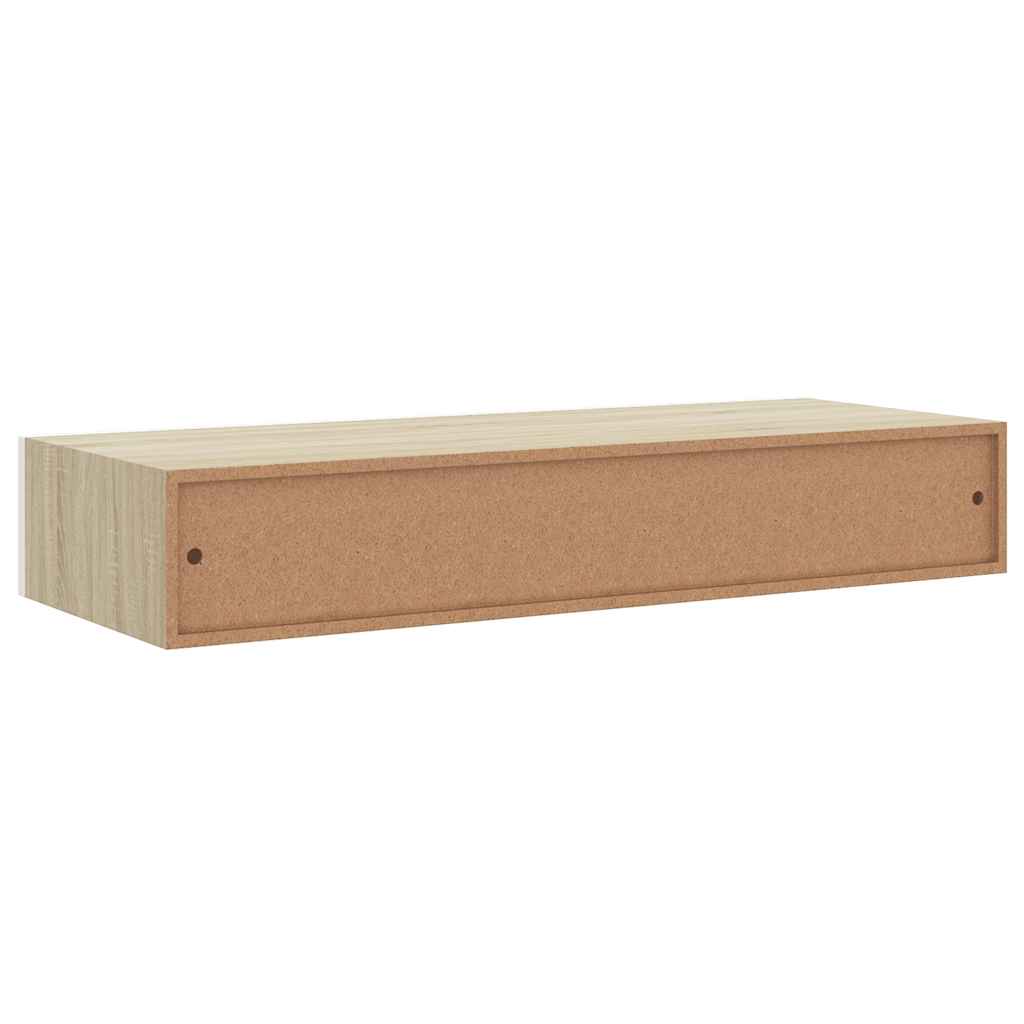 væghylder med skuffer 2 stk. eg og hvid 60x23,5x10 cm MDF
