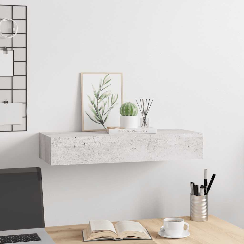væghylde med skuffe 60x23,5x10 cm MDF betongrå