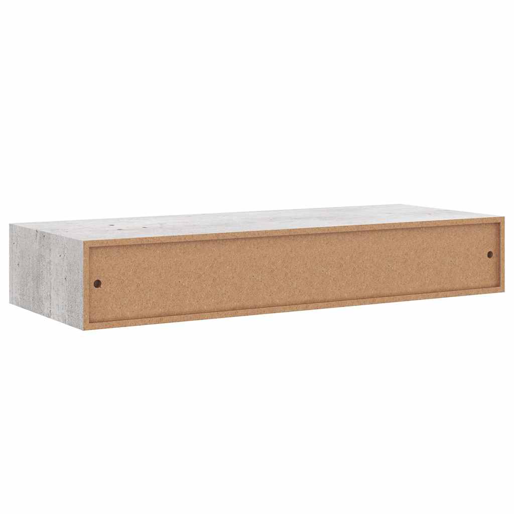 væghylder med skuffe 2 stk. 60x23,5x10 cm MDF betongrå