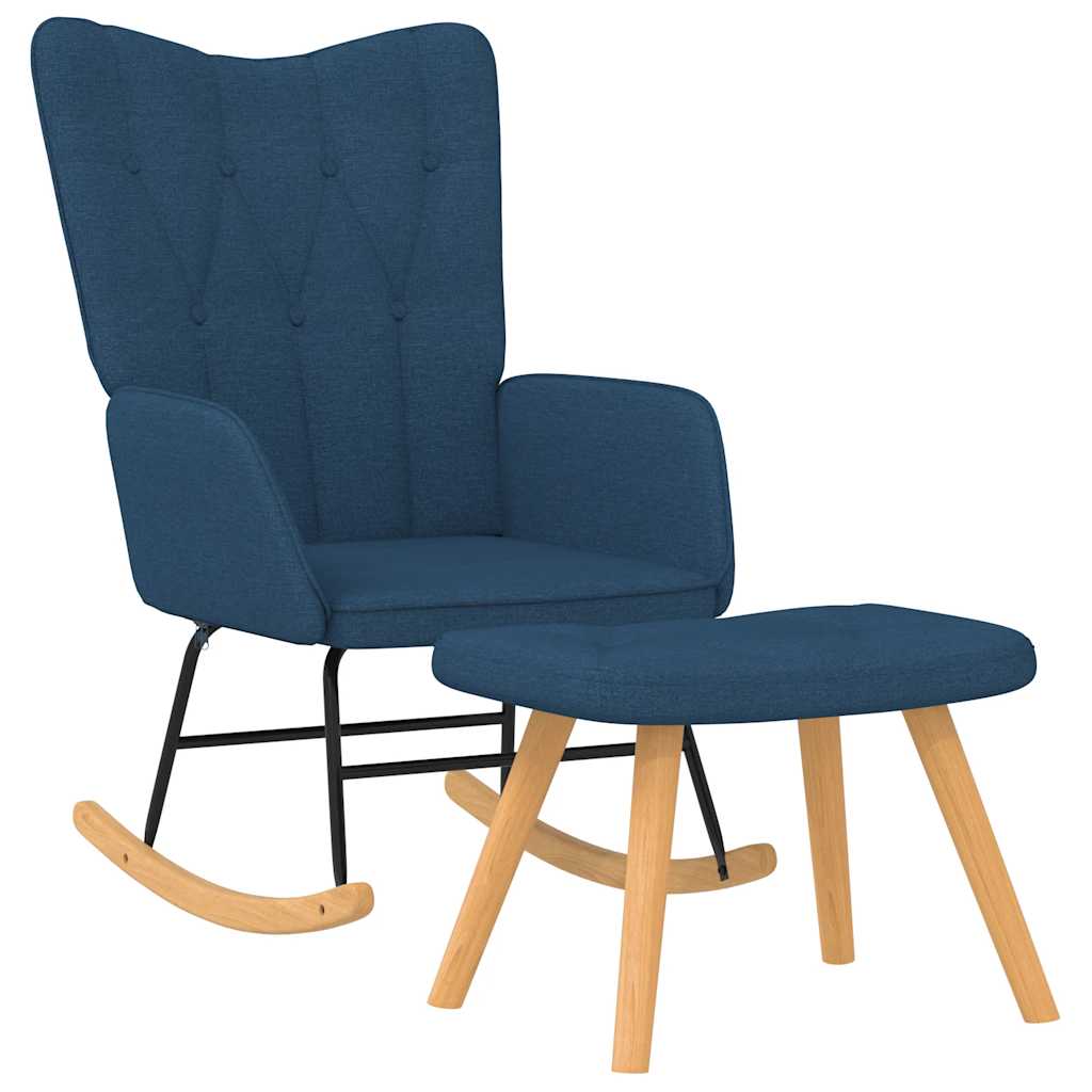 gyngestol med fodskammel stof blå