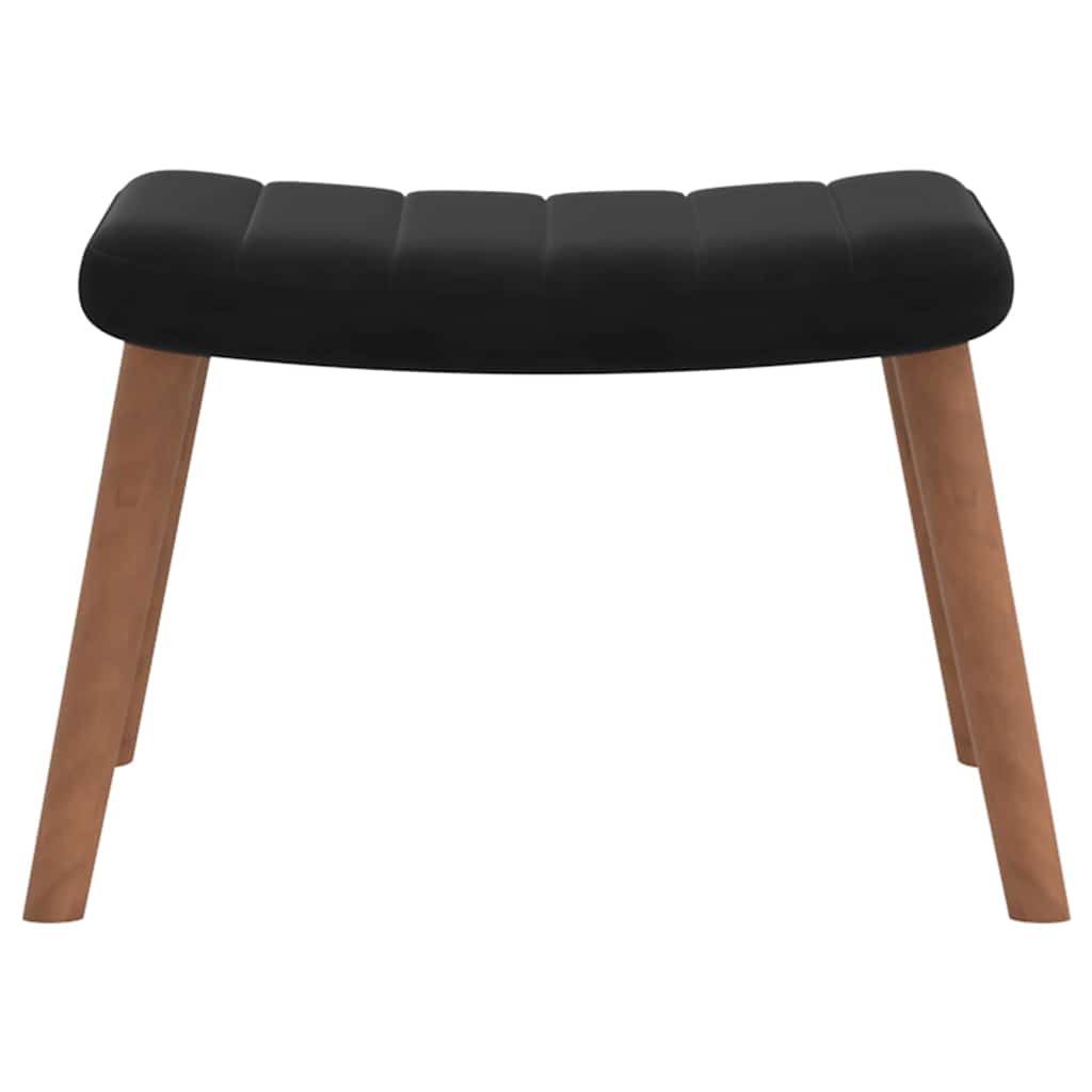 lænestol med fodskammel fløjl sort
