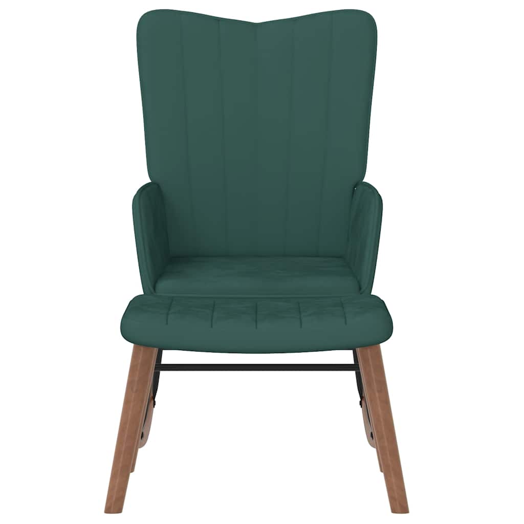 gyngestol med fodskammel fløjl mørkegrøn