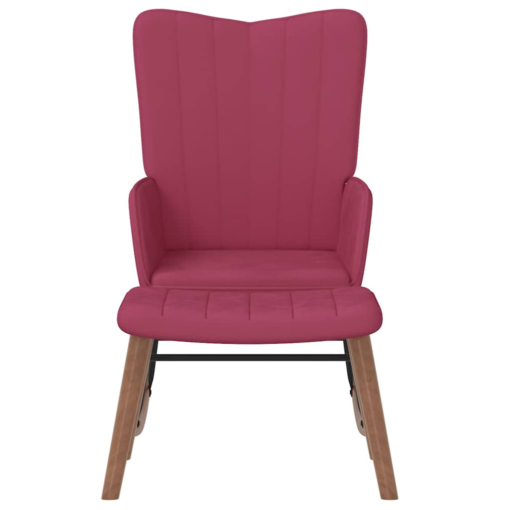 gyngestol med fodskammel fløjl vinrød