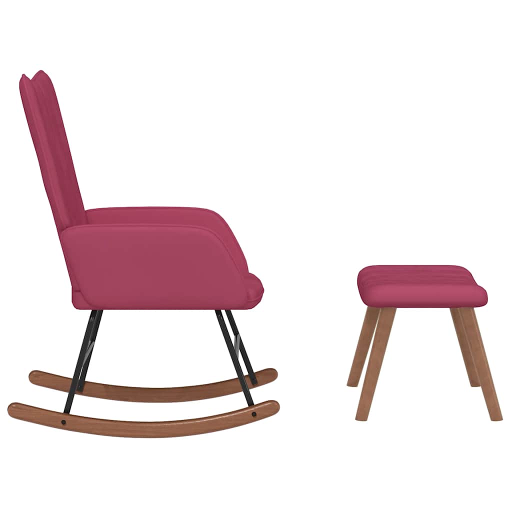 gyngestol med fodskammel fløjl vinrød