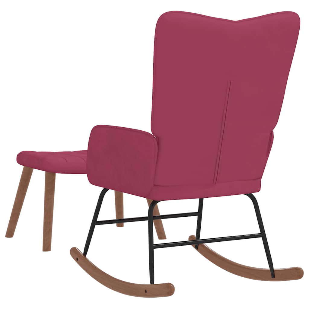 gyngestol med fodskammel fløjl vinrød