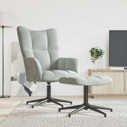 lænestol med fodskammel fløjl lysegrå