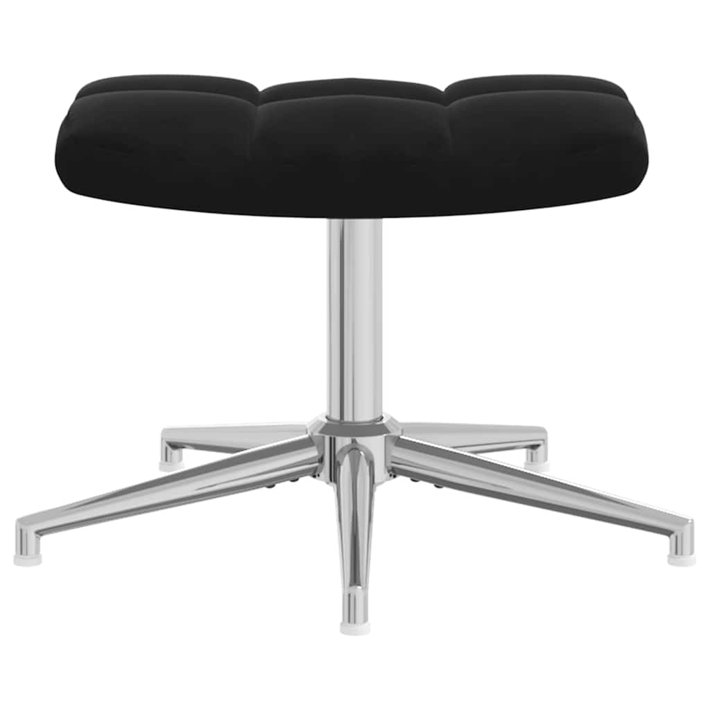 lænestol med fodskammel fløjl sort