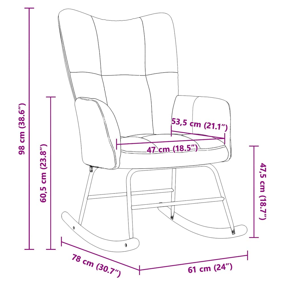 gyngestol fløjl blå
