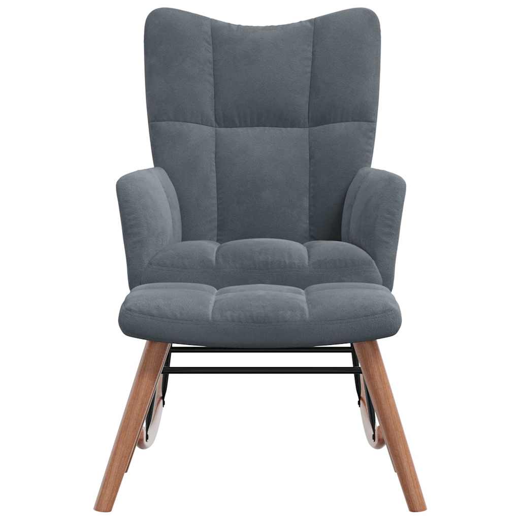 gyngestol med fodskammel fløjl mørkegrå