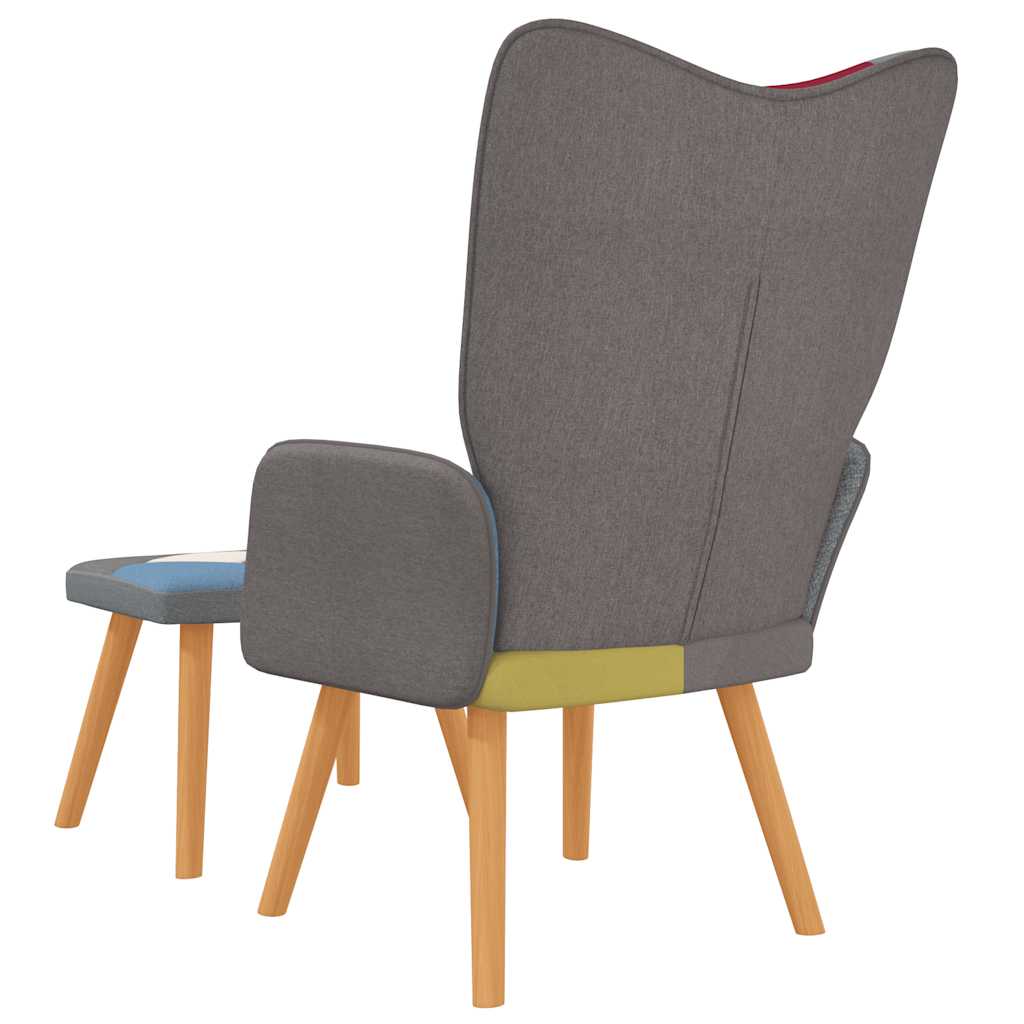 lænestol med fodskammel stof patchwork