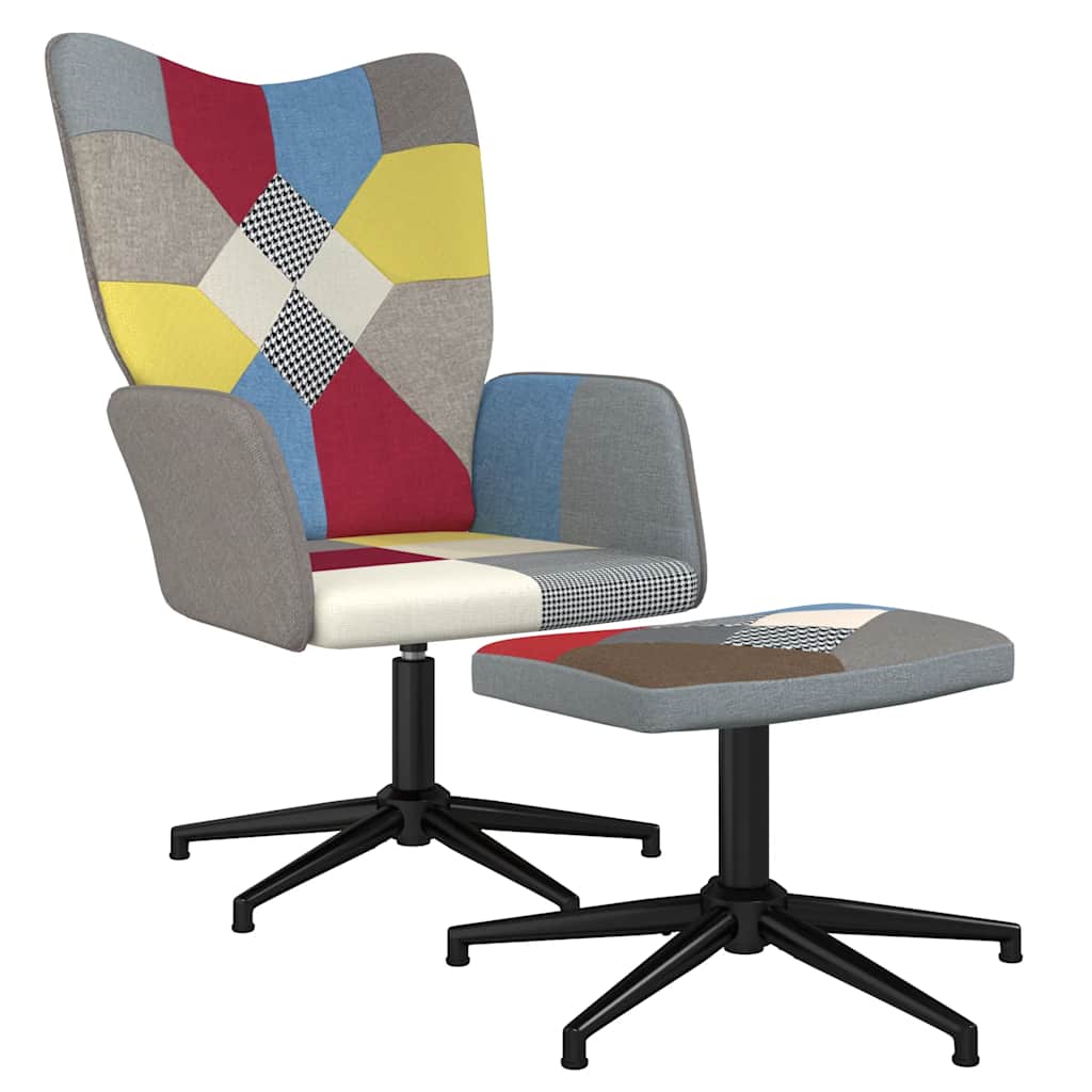 lænestol med fodskammel stof patchwork