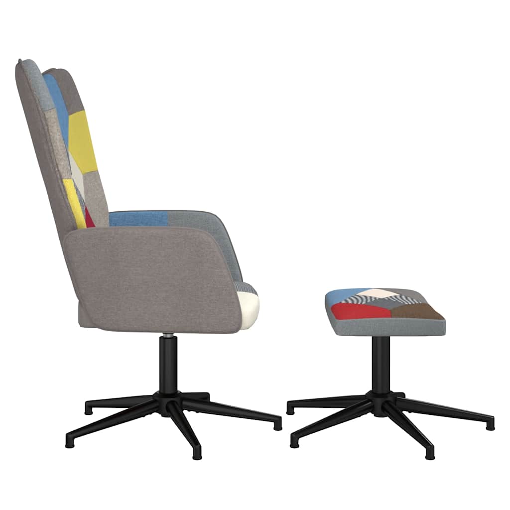 lænestol med fodskammel stof patchwork