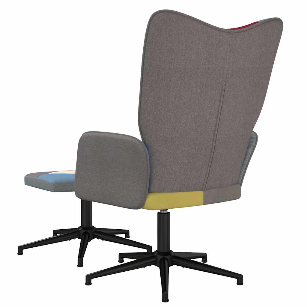 lænestol med fodskammel stof patchwork