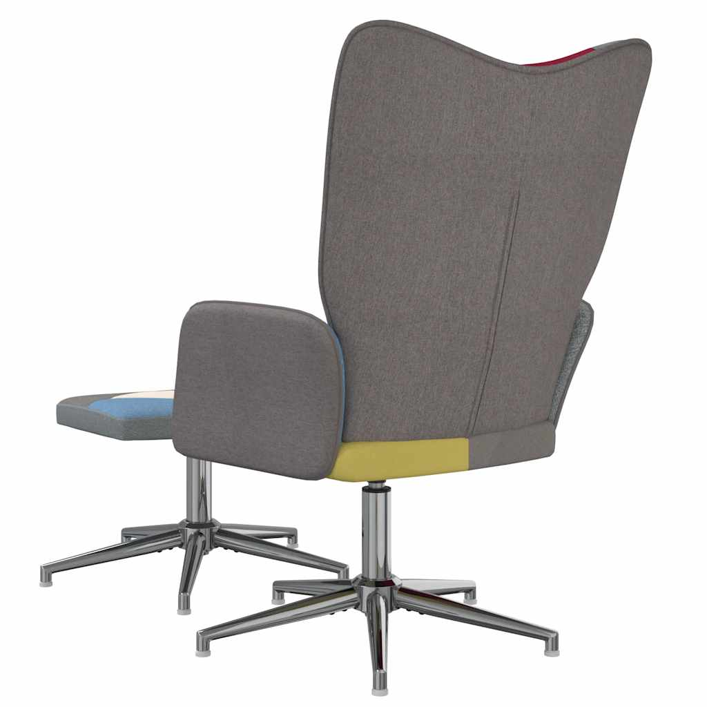 lænestol med fodskammel stof patchwork