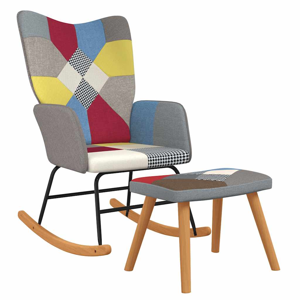 gyngestol med fodskammel patchworkstof