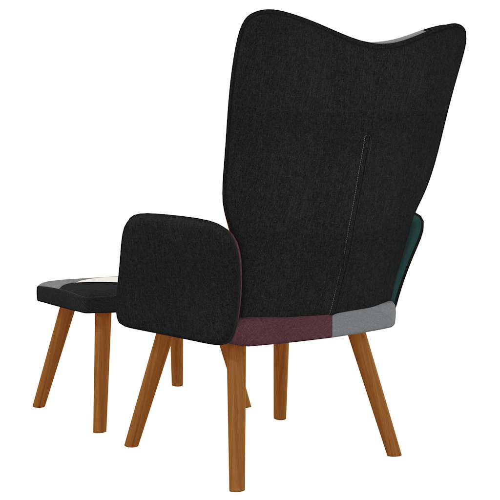 lænestol med fodskammel stof patchwork