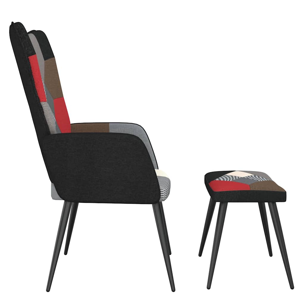 lænestol med fodskammel stof patchwork