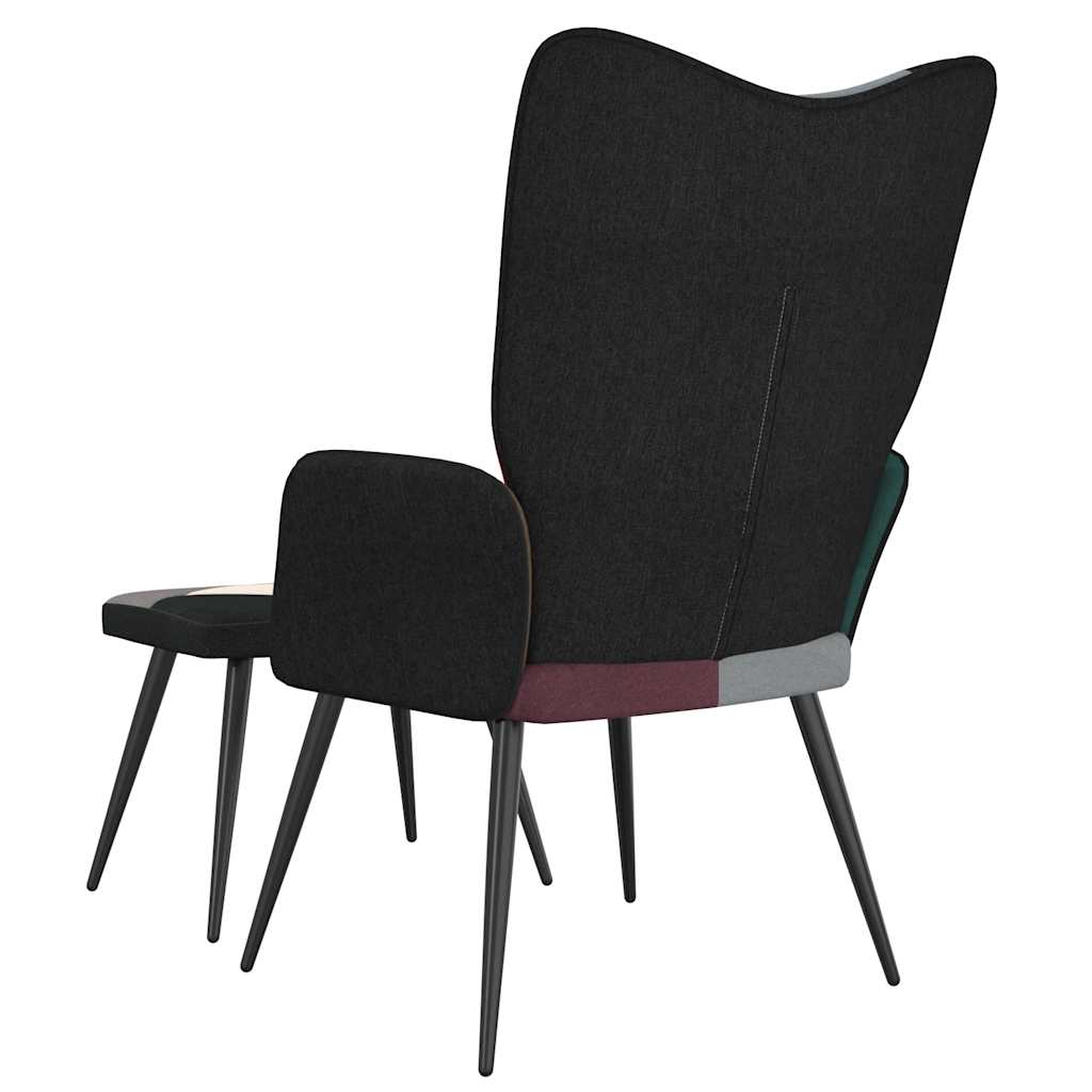 lænestol med fodskammel stof patchwork