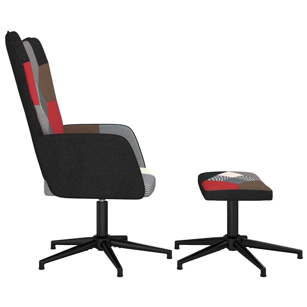 lænestol med fodskammel stof patchwork