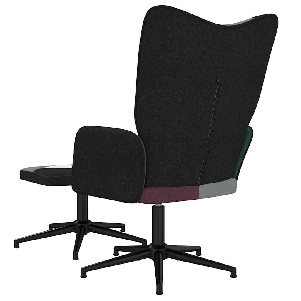 lænestol med fodskammel stof patchwork