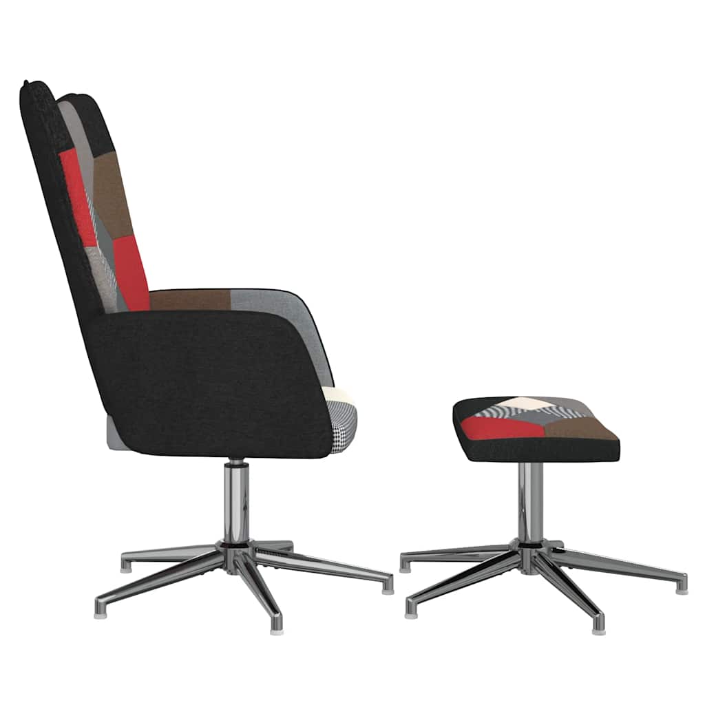 lænestol med fodskammel stof patchwork