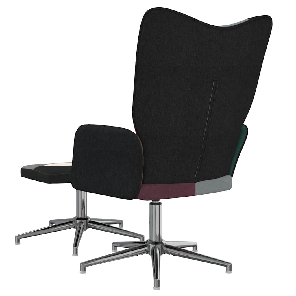 lænestol med fodskammel stof patchwork