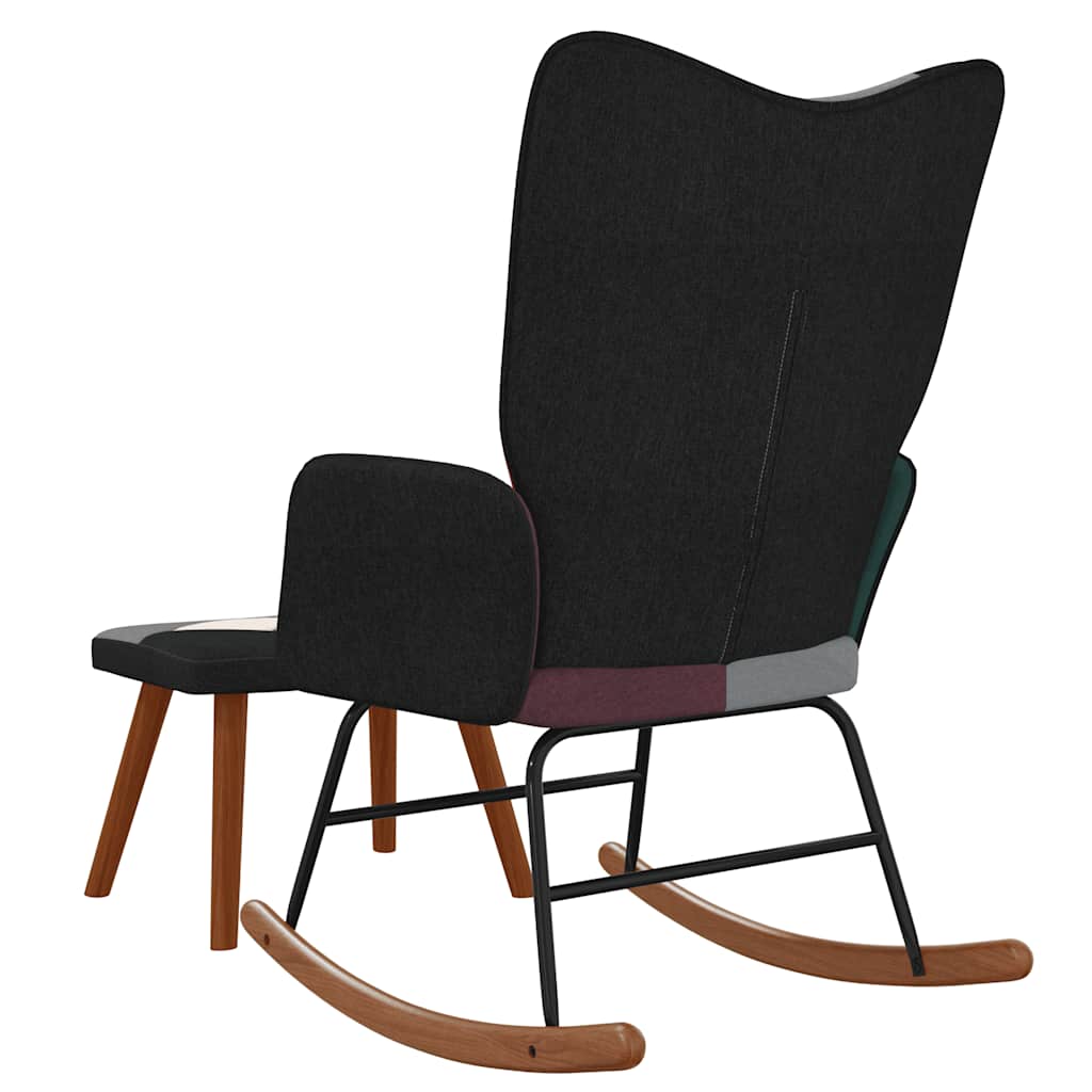 gyngestol med fodskammel patchworkstof