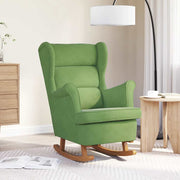 gyngestol med ryglæn lysegrøn fløjl og massivt træ