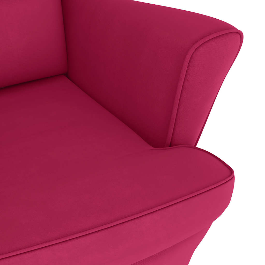 gyngestol med ryglæn vinrød fløjl og massivt træ