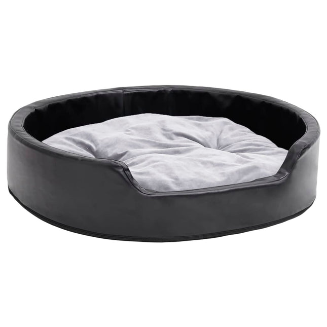 hundekurv 79x70x19 cm plys og kunstlæder sort og grå