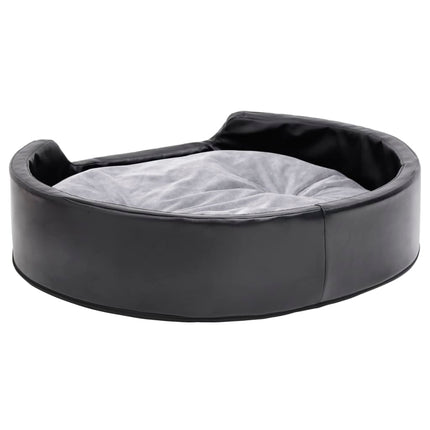 hundekurv 79x70x19 cm plys og kunstlæder sort og grå