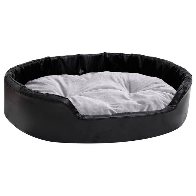 hundekurv 90x79x20 cm plys og kunstlæder sort og grå
