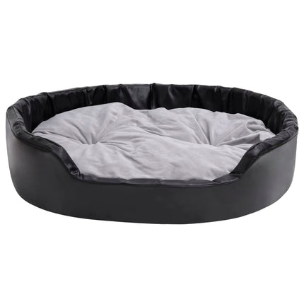 hundekurv 99x89x21 cm plys og kunstlæder sort og grå