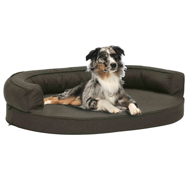 ergonomisk hundeseng 75x53 cm hør-look mørkegrå