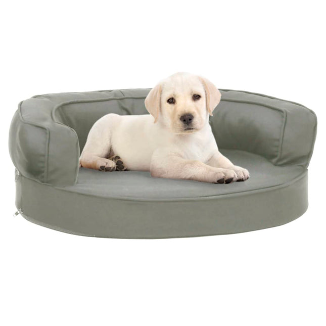 ergonomisk hundeseng 60x42 cm hør-look grå