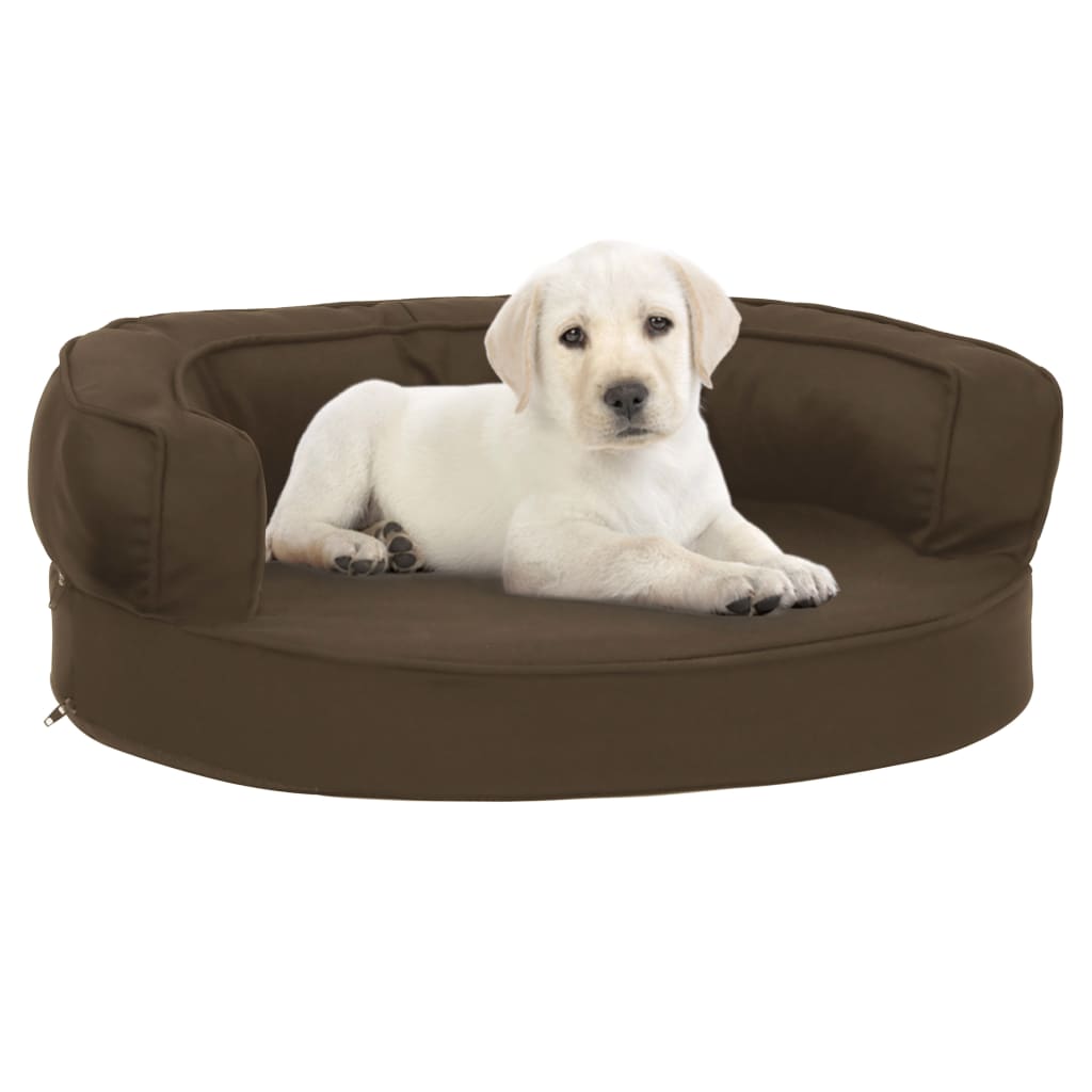 ergonomisk hundeseng 60x42 cm hør-look brun