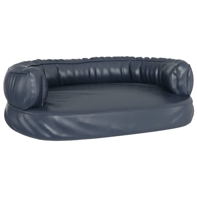 ergonomisk hundeseng 60x42 cm skum og kunstlæder mørkeblå