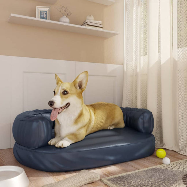 ergonomisk hundeseng 60x42 cm skum og kunstlæder mørkeblå