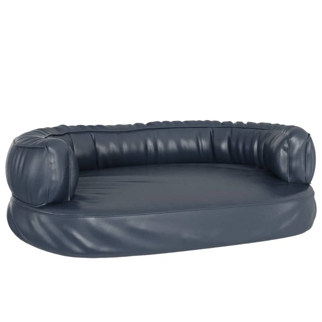 ergonomisk hundeseng 75x53 cm skum og kunstlæder mørkeblå
