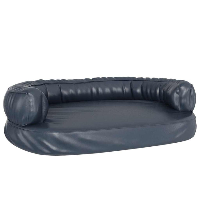 ergonomisk hundeseng 88x65 cm skum og kunstlæder mørkeblå