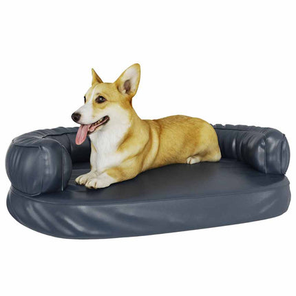 ergonomisk hundeseng 88x65 cm skum og kunstlæder mørkeblå