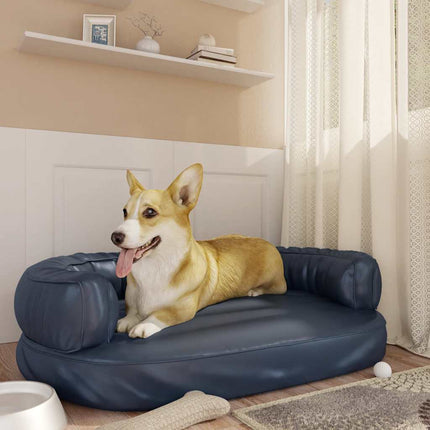ergonomisk hundeseng 88x65 cm skum og kunstlæder mørkeblå