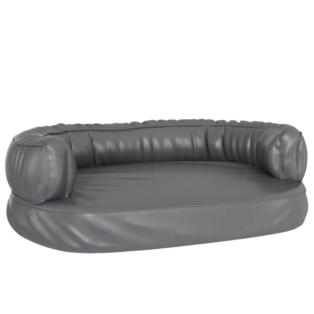 ergonomisk hundeseng 60x42 cm skum og kunstlæder grå