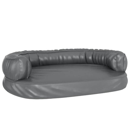 ergonomisk hundeseng 75x53 cm skum og kunstlæder grå