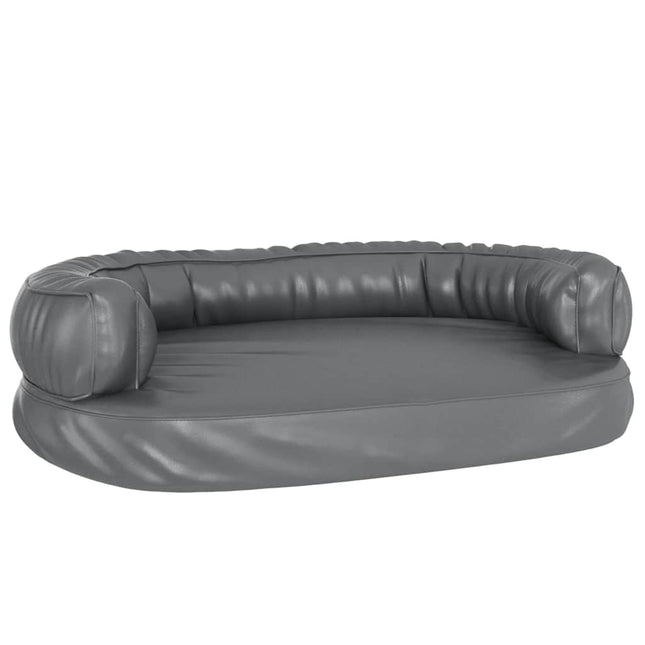 ergonomisk hundeseng 75x53 cm skum og kunstlæder grå