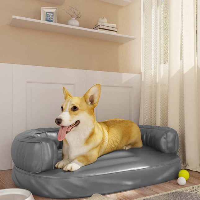 ergonomisk hundeseng 75x53 cm skum og kunstlæder grå