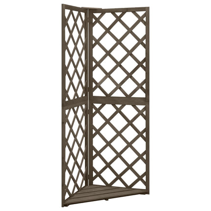 espalier til hjørne 50x50x145 cm massivt grantræ grå