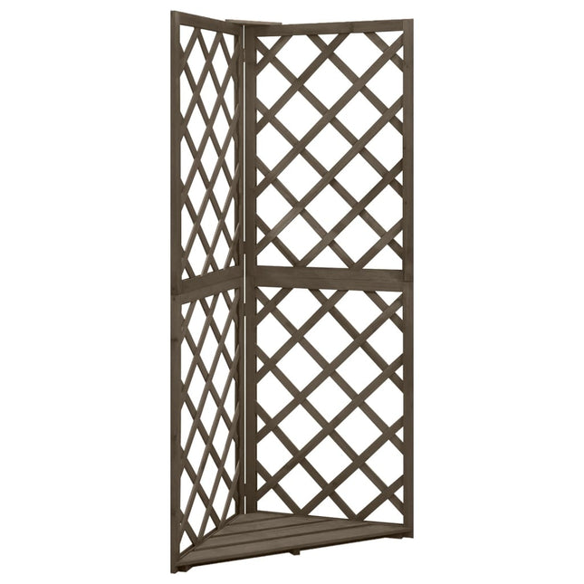 espalier til hjørne 50x50x145 cm massivt grantræ grå